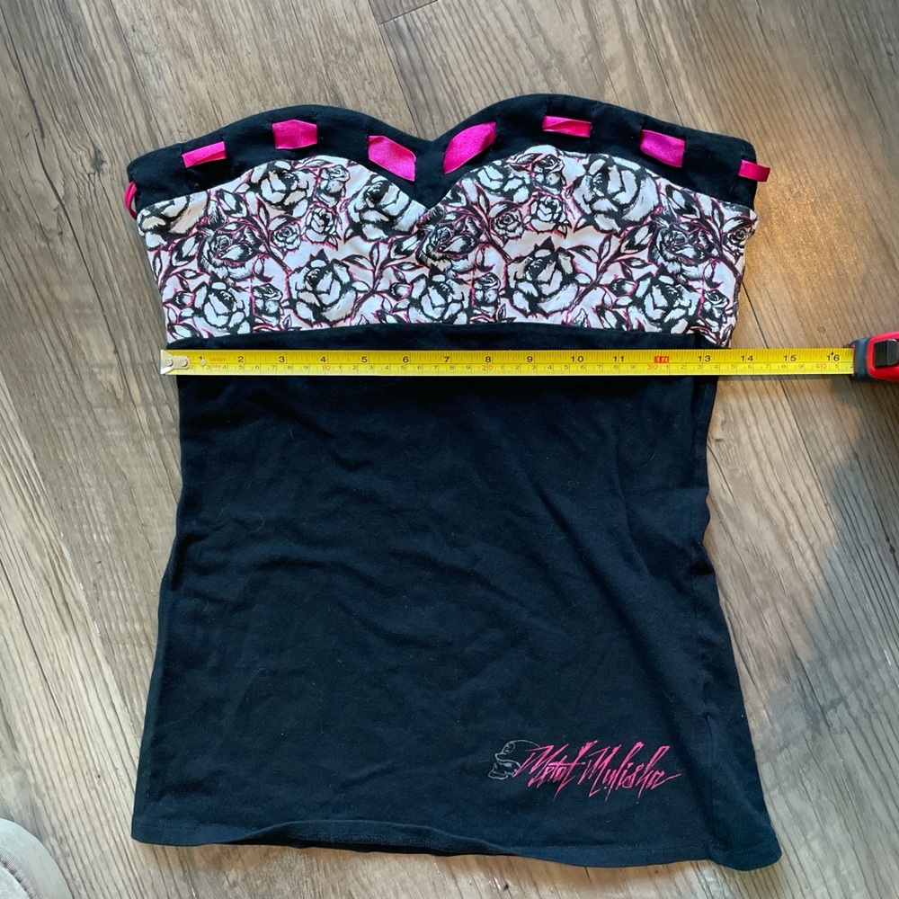 Black and Pink Strapless Top - Picture 4 of 5
